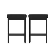 2x Artiss Metal Bar Stools PU Seat Dining Counter Chairs BA-TW-W0087-BKX2