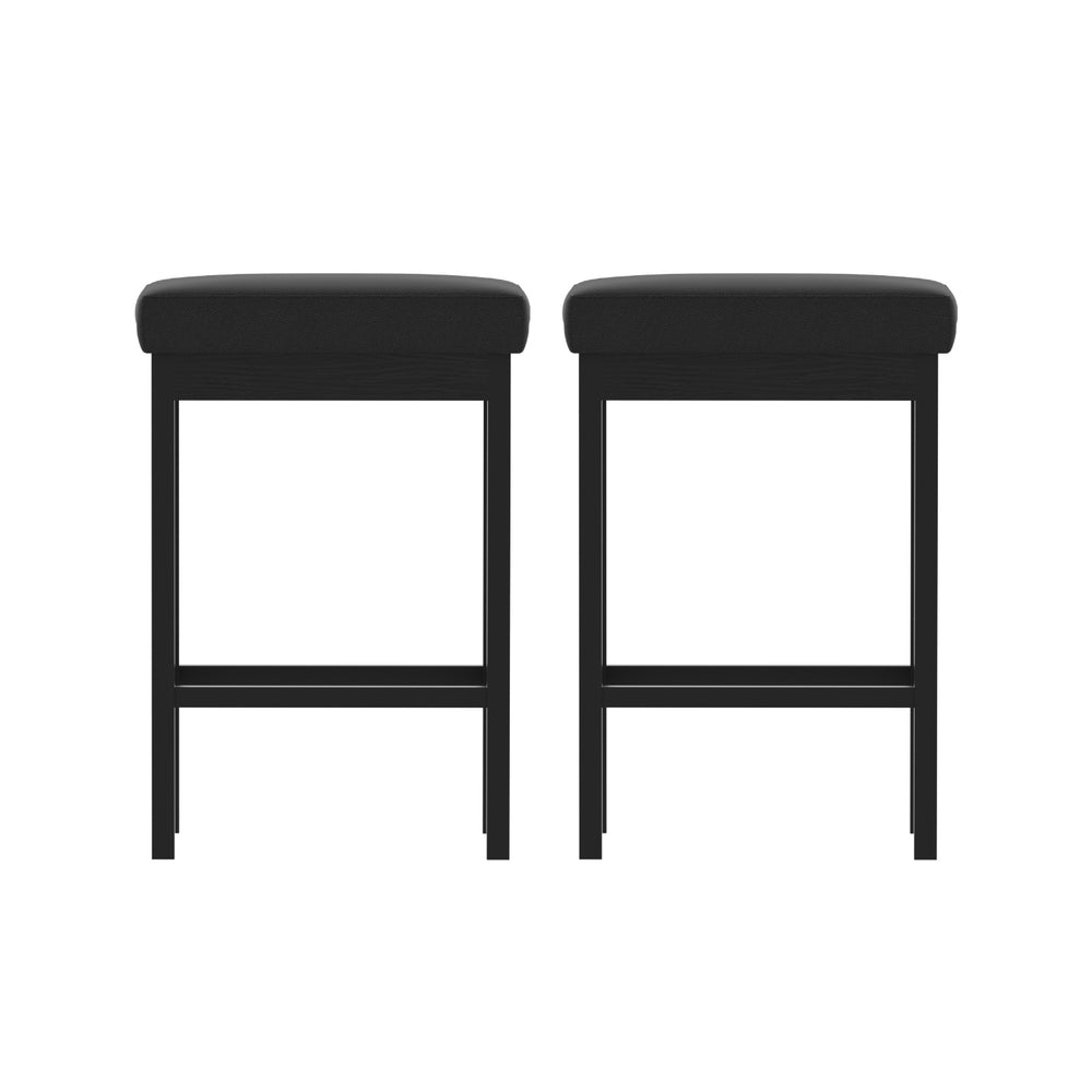 2x Artiss Metal Bar Stools PU Seat Dining Counter Chairs BA-TW-W0087-BKX2
