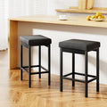 2x Artiss Metal Bar Stools PU Seat Dining Counter Chairs BA-TW-W0087-BKX2