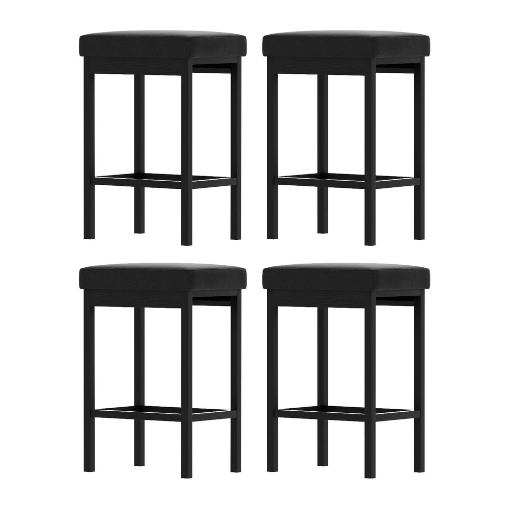 A Set of 4 Artiss Metal Bar Stools PU Seat Dining Counter Chairs BA-TW-W0087-BKX4