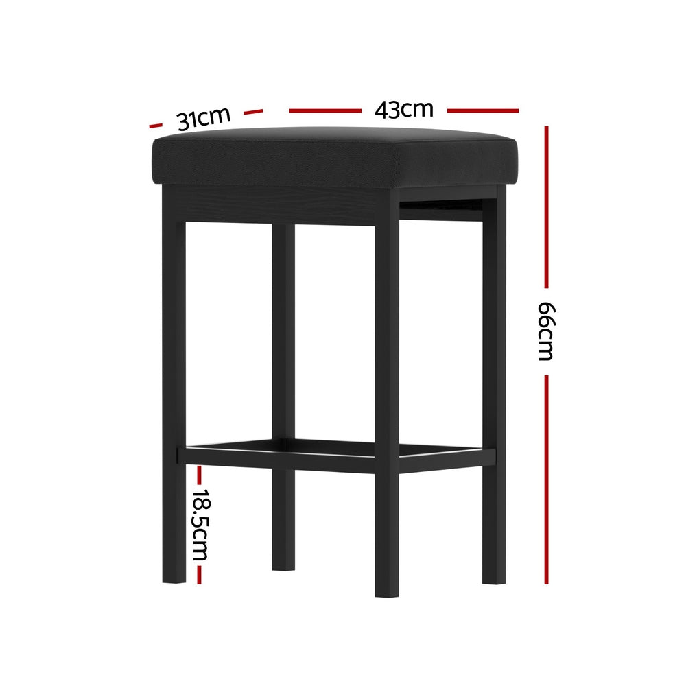 A Set of 4 Artiss Metal Bar Stools PU Seat Dining Counter Chairs BA-TW-W0087-BKX4