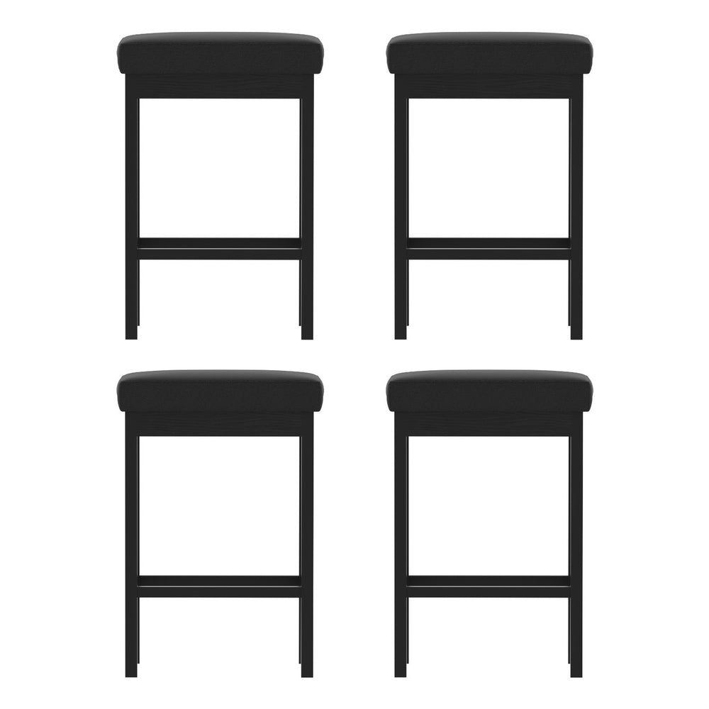 A Set of 4 Artiss Metal Bar Stools PU Seat Dining Counter Chairs BA-TW-W0087-BKX4