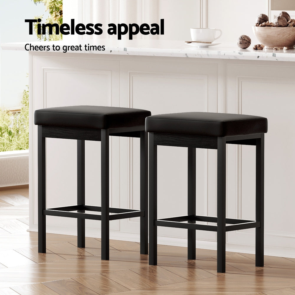 A Set of 4 Artiss Metal Bar Stools PU Seat Dining Counter Chairs BA-TW-W0087-BKX4