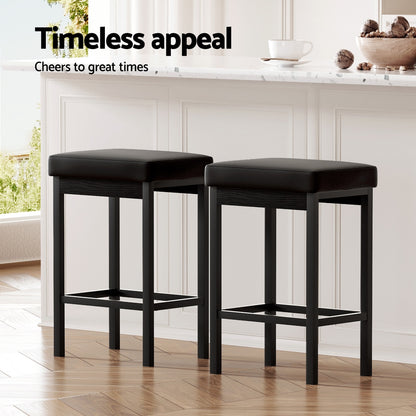 A Set of 4 Artiss Metal Bar Stools PU Seat Dining Counter Chairs BA-TW-W0087-BKX4