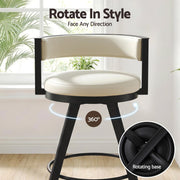 Artiss Bar Stool Swivel Kitchen Chair Metal PU Leather Counter Beige BA-TW-W0098-BG