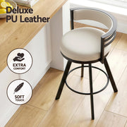 Artiss Bar Stool Swivel Kitchen Chair Metal PU Leather Counter Beige BA-TW-W0098-BG