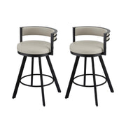 Artiss Bar Stools Set of 2 Swivel Kitchen Chair Metal Counter Beige Leather BA-TW-W0098-BGX2