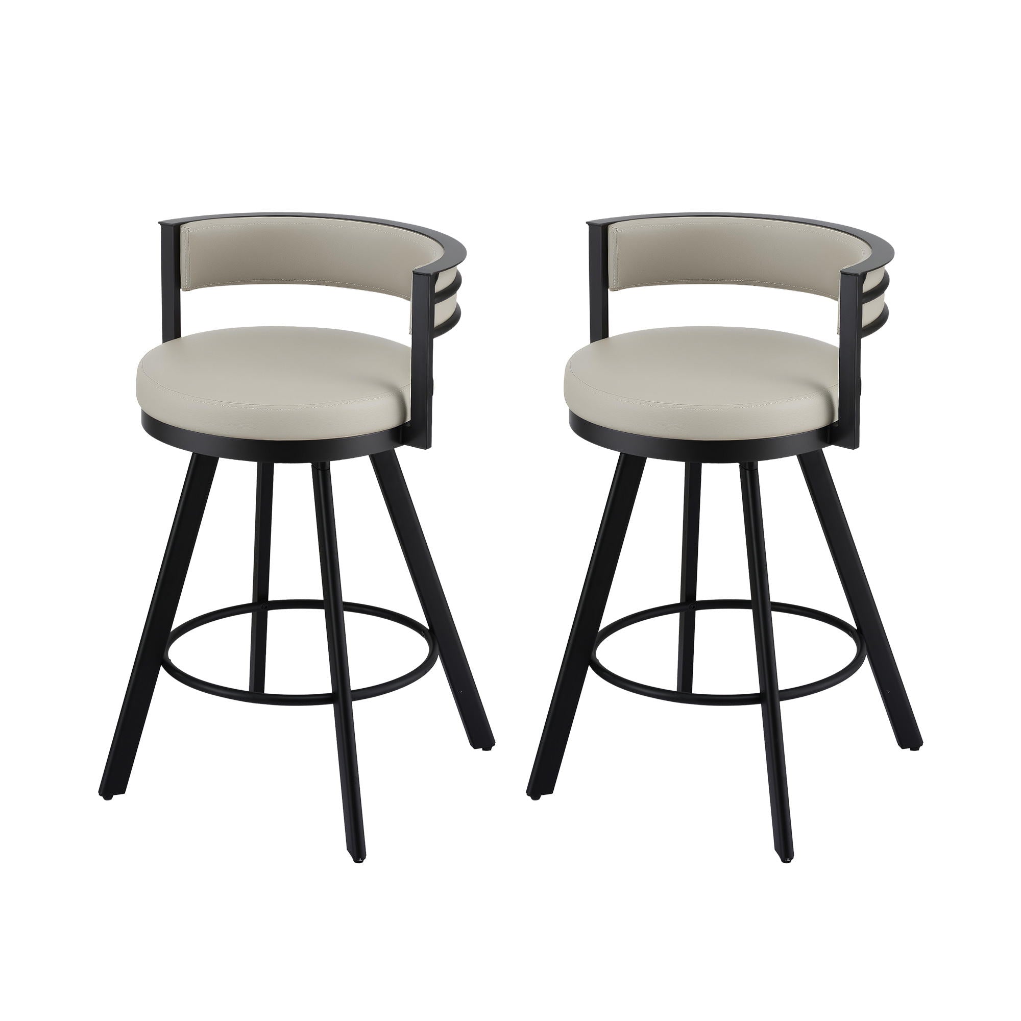 Artiss Bar Stools Set of 2 Swivel Kitchen Chair Metal Counter Beige Leather BA-TW-W0098-BGX2