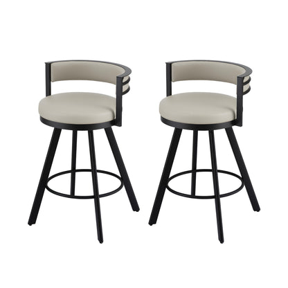 Artiss Bar Stools Set of 2 Swivel Kitchen Chair Metal Counter Beige Leather BA-TW-W0098-BGX2