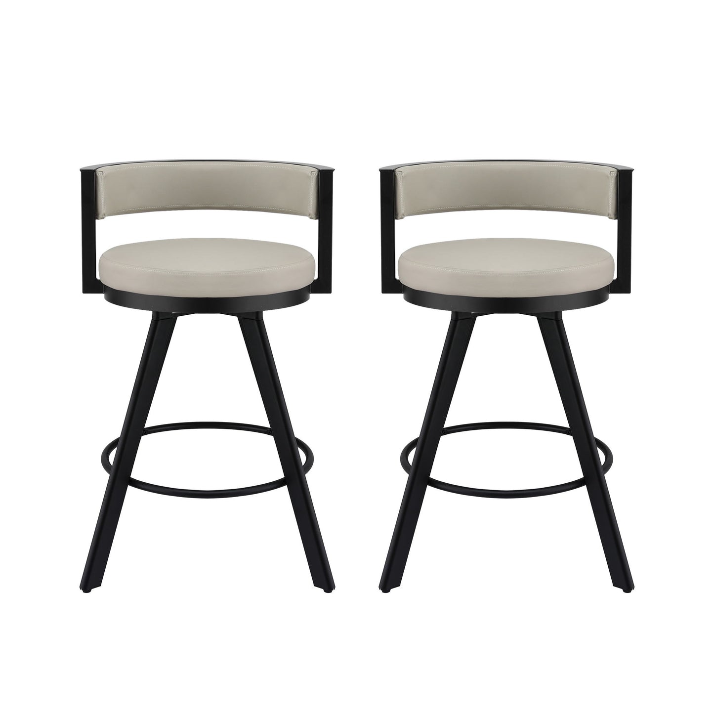 Artiss Bar Stools Set of 2 Swivel Kitchen Chair Metal Counter Beige Leather BA-TW-W0098-BGX2