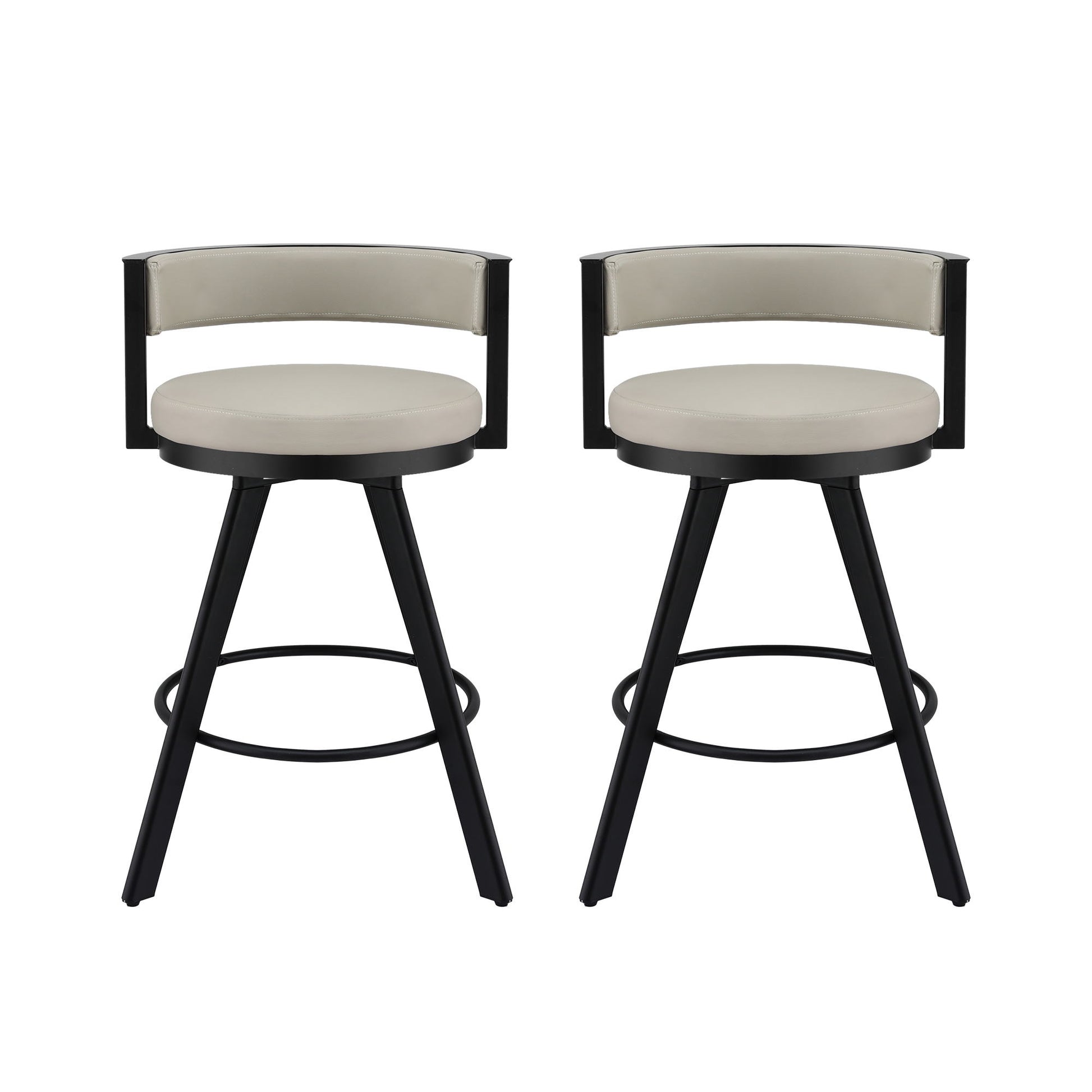Artiss Bar Stools Set of 2 Swivel Kitchen Chair Metal Counter Beige Leather BA-TW-W0098-BGX2