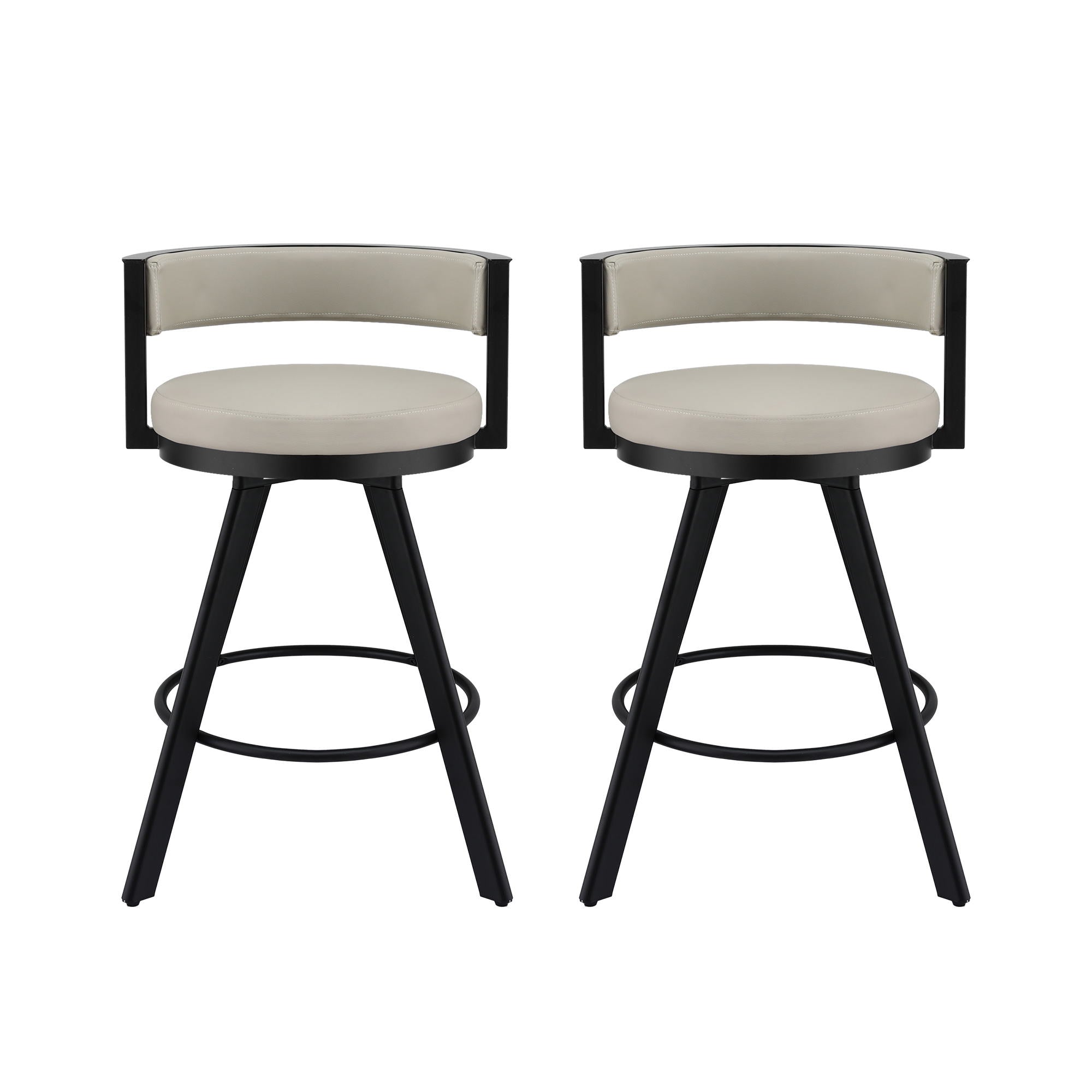 Artiss Bar Stools Set of 2 Swivel Kitchen Chair Metal Counter Beige Leather BA-TW-W0098-BGX2
