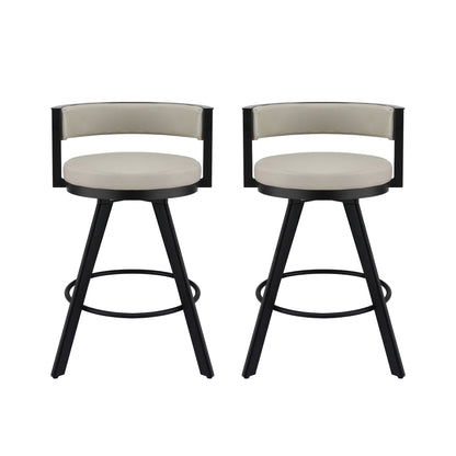 Artiss Bar Stools Set of 2 Swivel Kitchen Chair Metal Counter Beige Leather BA-TW-W0098-BGX2