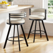 Artiss Bar Stools Set of 2 Swivel Kitchen Chair Metal Counter Beige Leather BA-TW-W0098-BGX2