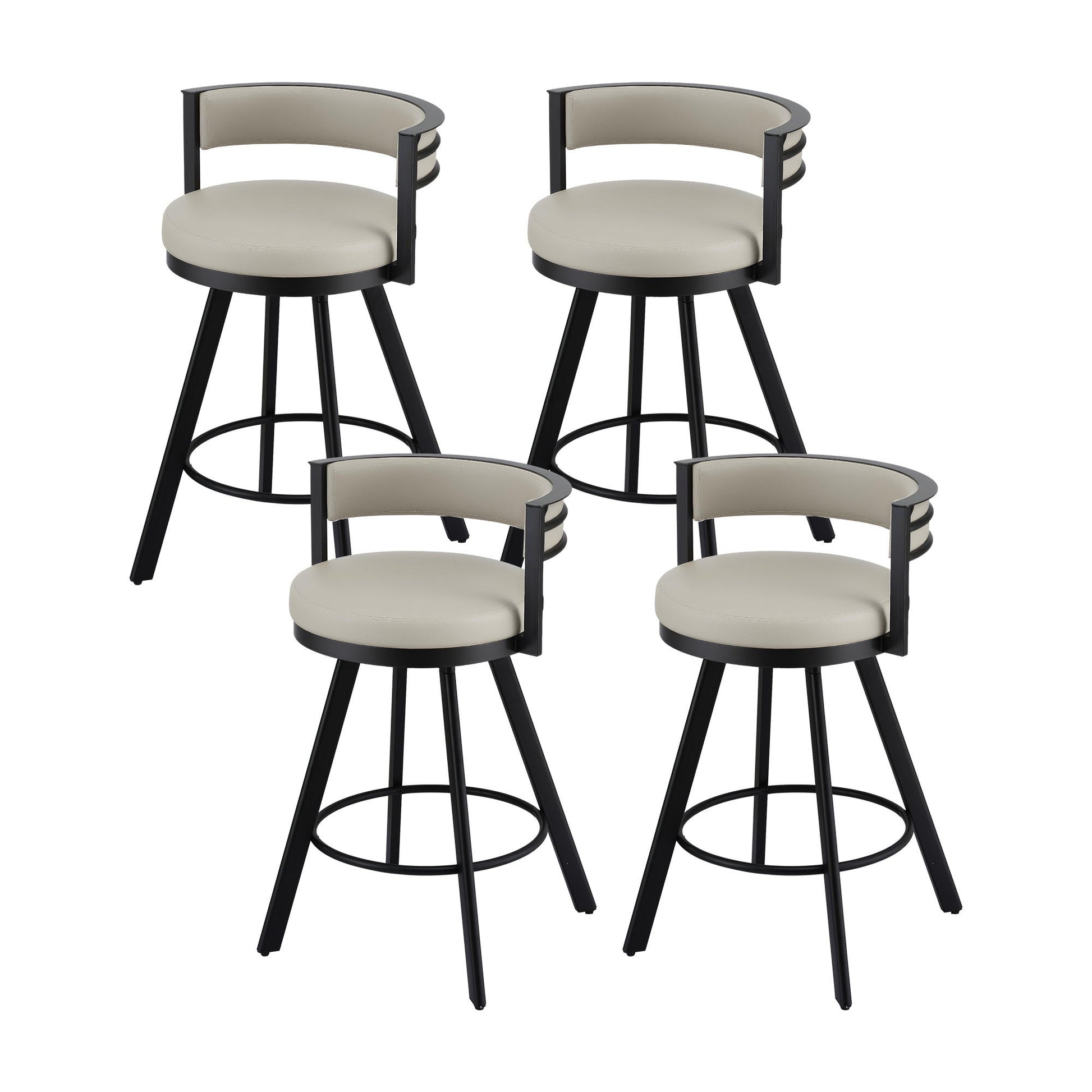 Artiss Bar Stools Set of 4 Swivel Kitchen Chair Metal Counter Beige Leather BA-TW-W0098-BGX4
