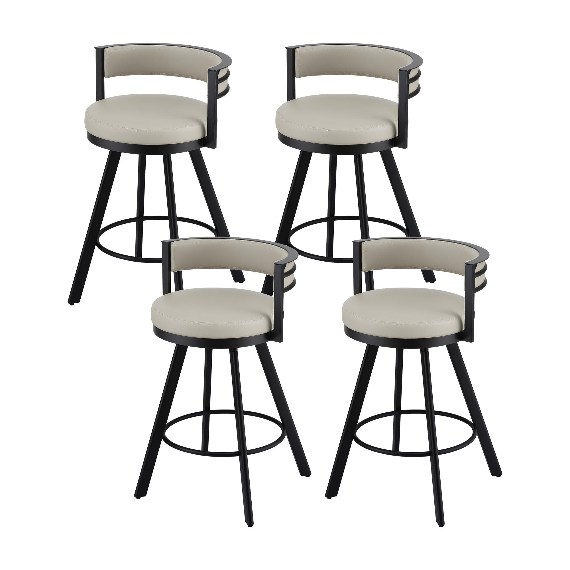 Artiss Bar Stools Set of 4 Swivel Kitchen Chair Metal Counter Beige Leather BA-TW-W0098-BGX4