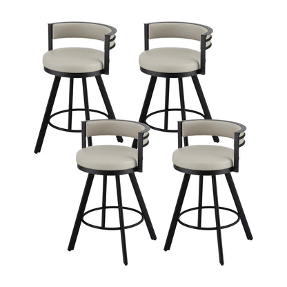 Artiss Bar Stools Set of 4 Swivel Kitchen Chair Metal Counter Beige Leather BA-TW-W0098-BGX4