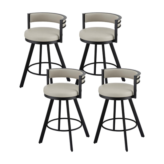 Artiss Bar Stools Set of 4 Swivel Kitchen Chair Metal Counter Beige Leather BA-TW-W0098-BGX4