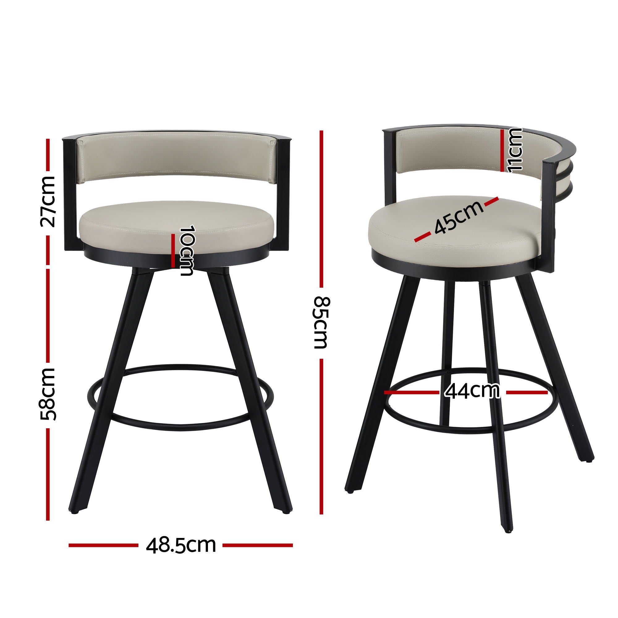 Artiss Bar Stools Set of 4 Swivel Kitchen Chair Metal Counter Beige Leather BA-TW-W0098-BGX4