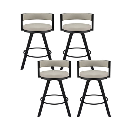 Artiss Bar Stools Set of 4 Swivel Kitchen Chair Metal Counter Beige Leather BA-TW-W0098-BGX4