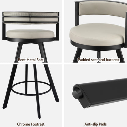 Artiss Bar Stools Set of 4 Swivel Kitchen Chair Metal Counter Beige Leather BA-TW-W0098-BGX4