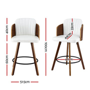 Artiss Wooden Bar Stools Swivel Kitchen Counter Stool Chair 58cm Seat Height BA-TW-W0099-WH