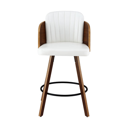 Artiss Wooden Bar Stools Swivel Kitchen Counter Stool Chair 58cm Seat Height BA-TW-W0099-WH