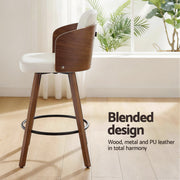Artiss Wooden Bar Stools Swivel Kitchen Counter Stool Chair 58cm Seat Height BA-TW-W0099-WH