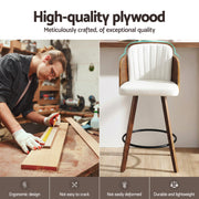 Artiss Wooden Bar Stools Swivel Kitchen Counter Stool Chair 58cm Seat Height BA-TW-W0099-WH