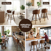 Artiss Wooden Bar Stools Swivel Kitchen Counter Stool Chair 58cm Seat Height BA-TW-W0099-WH