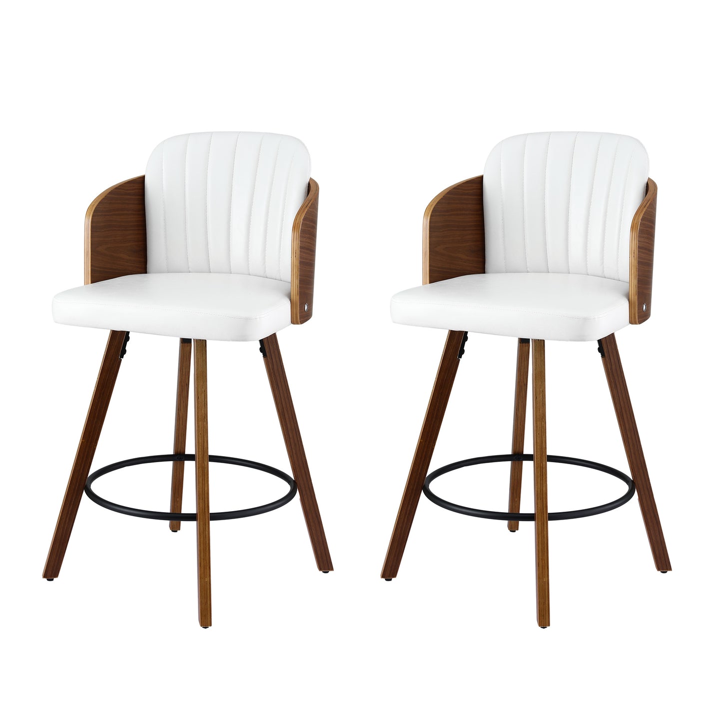 Artiss Wooden Bar Stools Swivel Kitchen Counter Stool Chair 58cm Seat Height BA-TW-W0099-WHX2