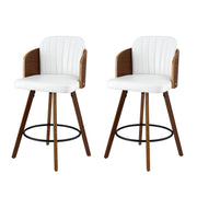 Artiss Wooden Bar Stools Swivel Kitchen Counter Stool Chair 58cm Seat Height BA-TW-W0099-WHX2