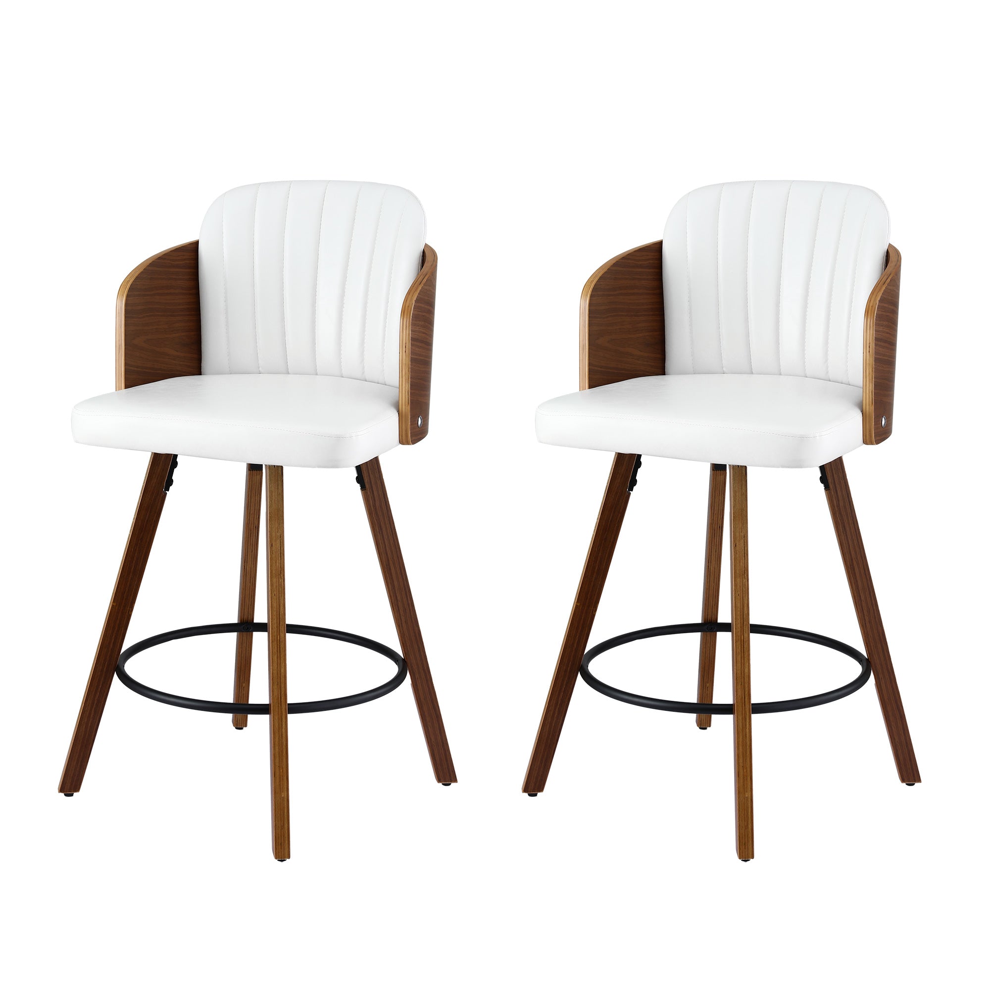 Artiss Wooden Bar Stools Swivel Kitchen Counter Stool Chair 58cm Seat Height BA-TW-W0099-WHX2