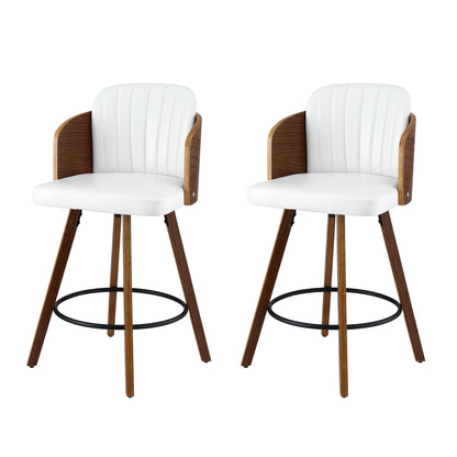 Artiss Wooden Bar Stools Swivel Kitchen Counter Stool Chair 58cm Seat Height BA-TW-W0099-WHX2