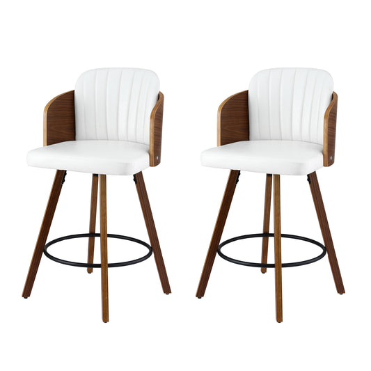 Artiss Wooden Bar Stools Swivel Kitchen Counter Stool Chair 58cm Seat Height BA-TW-W0099-WHX2