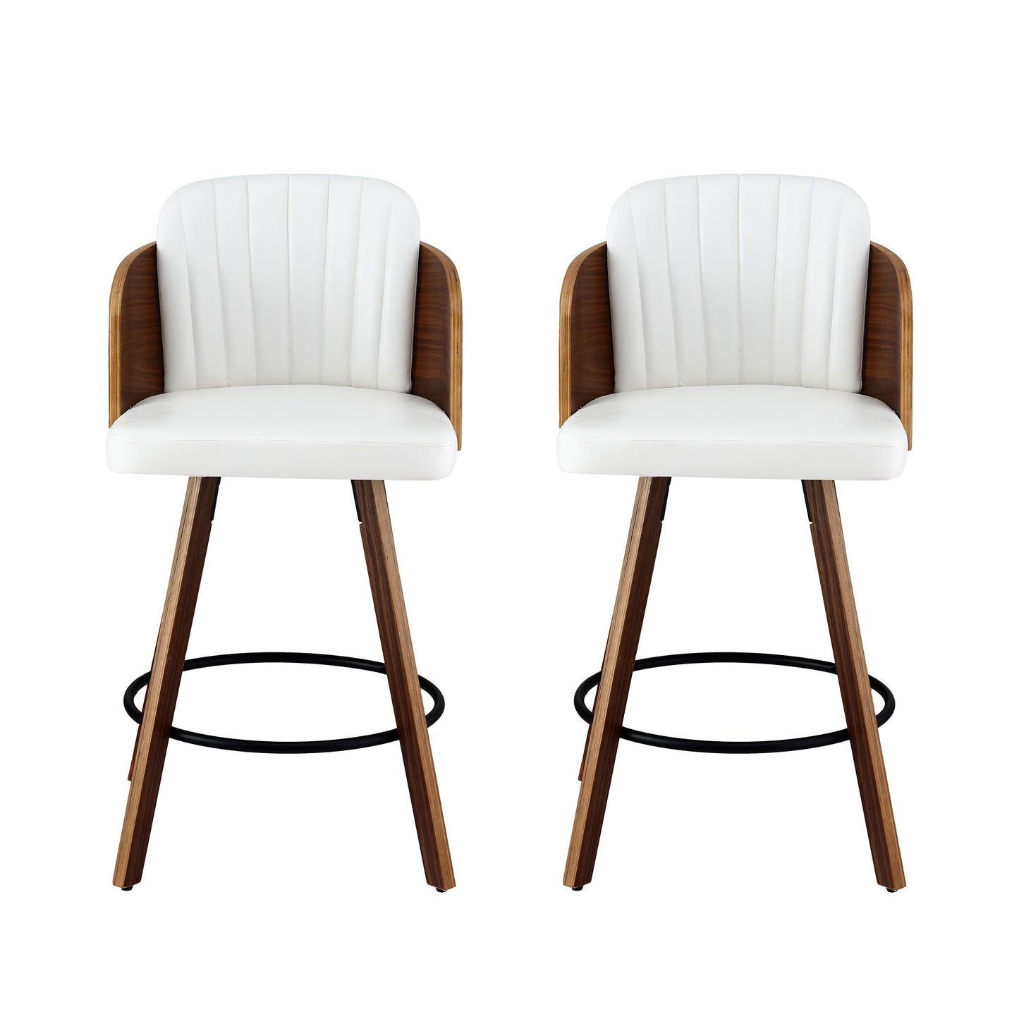 Artiss Wooden Bar Stools Swivel Kitchen Counter Stool Chair 58cm Seat Height BA-TW-W0099-WHX2