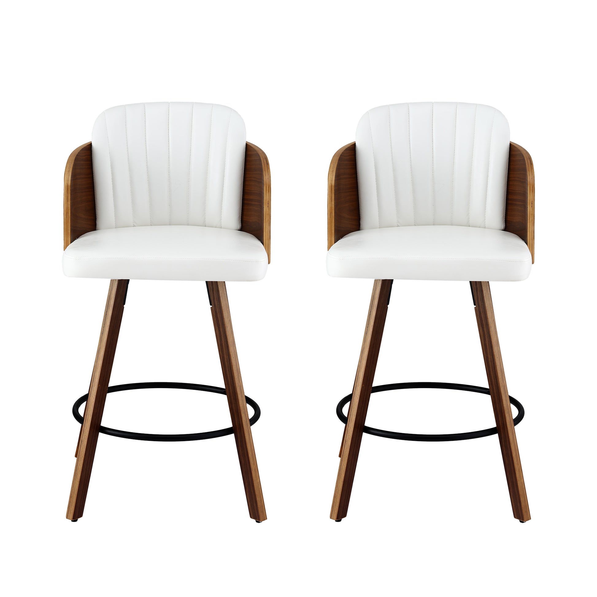 Artiss Wooden Bar Stools Swivel Kitchen Counter Stool Chair 58cm Seat Height BA-TW-W0099-WHX2