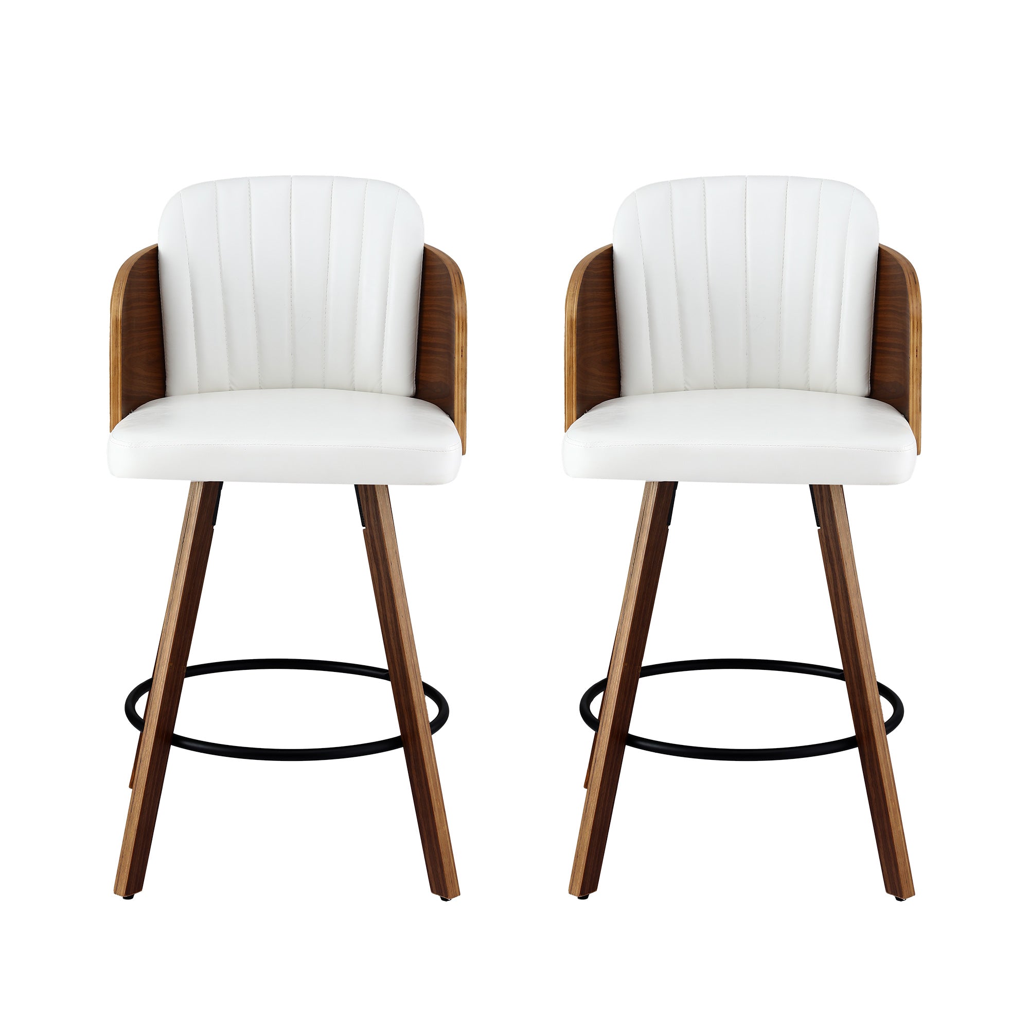 Artiss Wooden Bar Stools Swivel Kitchen Counter Stool Chair 58cm Seat Height BA-TW-W0099-WHX2