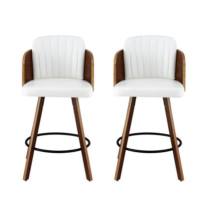 Artiss Wooden Bar Stools Swivel Kitchen Counter Stool Chair 58cm Seat Height BA-TW-W0099-WHX2
