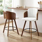 Artiss Wooden Bar Stools Swivel Kitchen Counter Stool Chair 58cm Seat Height BA-TW-W0099-WHX2