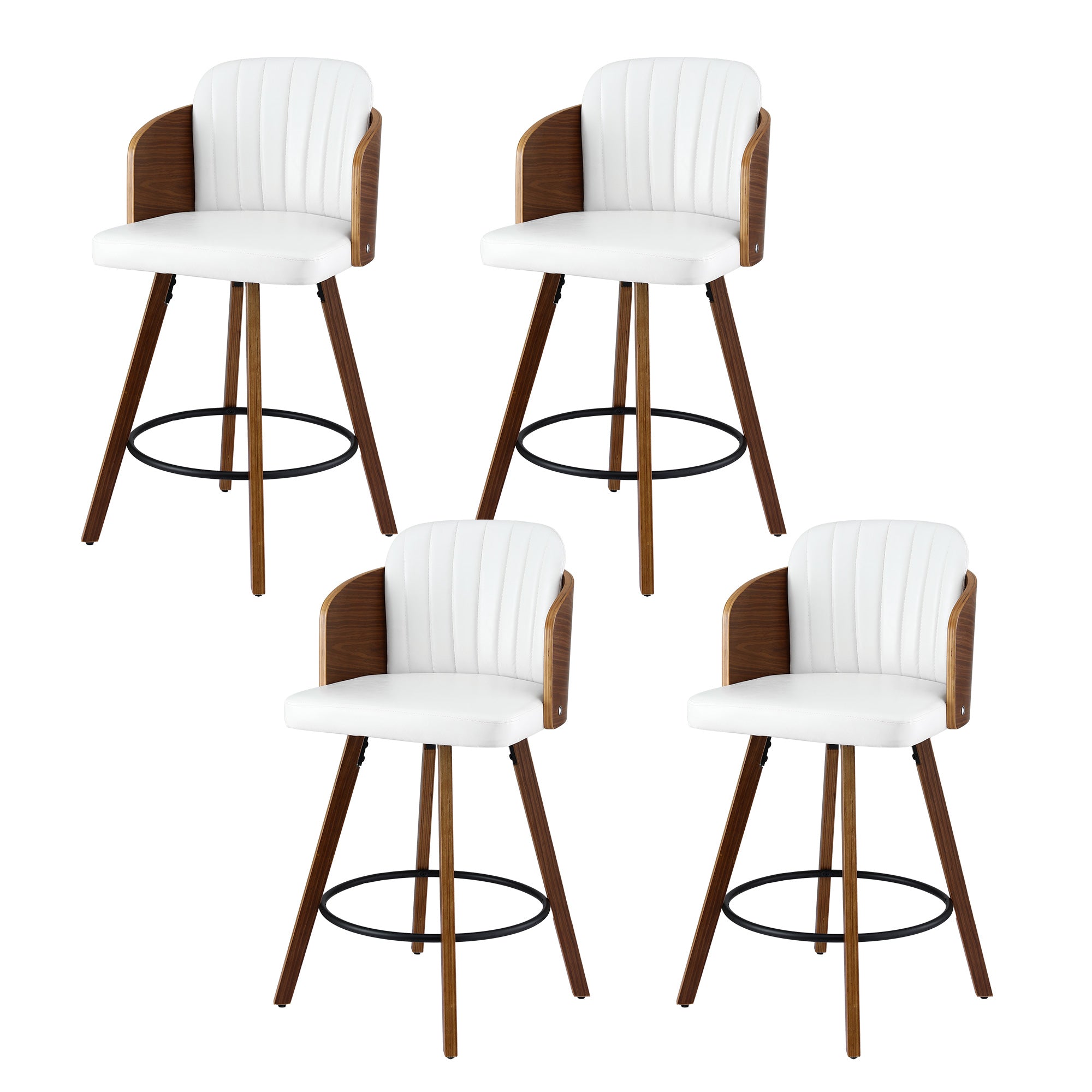 Artiss Wooden Bar Stools Swivel Kitchen Counter Stool Chair 58cm Seat Height BA-TW-W0099-WHX4