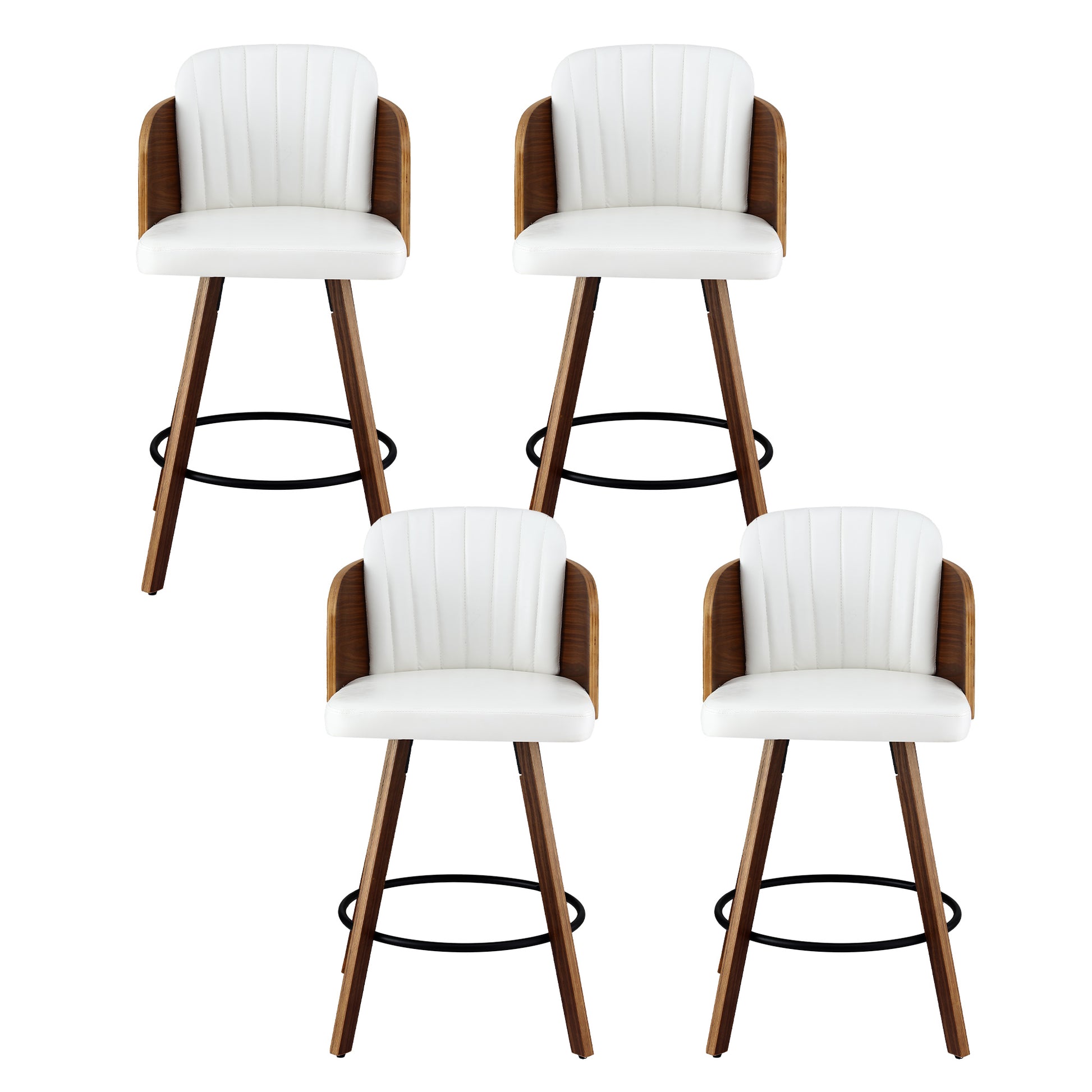 Artiss Wooden Bar Stools Swivel Kitchen Counter Stool Chair 58cm Seat Height BA-TW-W0099-WHX4