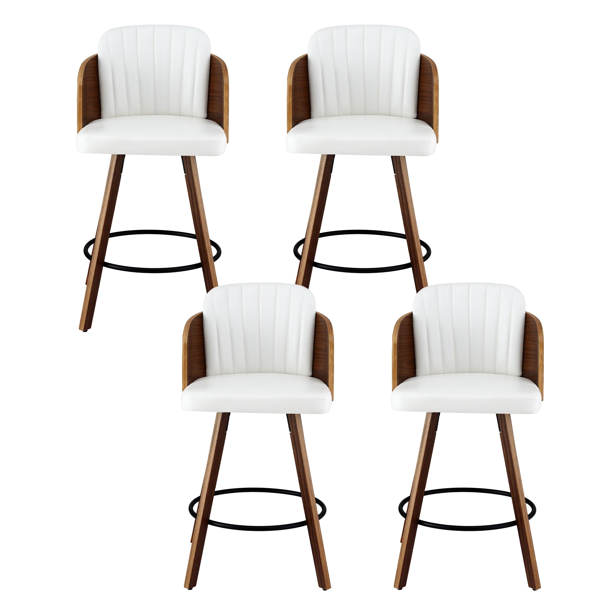 Artiss Wooden Bar Stools Swivel Kitchen Counter Stool Chair 58cm Seat Height BA-TW-W0099-WHX4