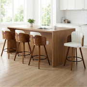 Artiss Wooden Bar Stools Swivel Kitchen Counter Stool Chair 58cm Seat Height BA-TW-W0099-WHX4