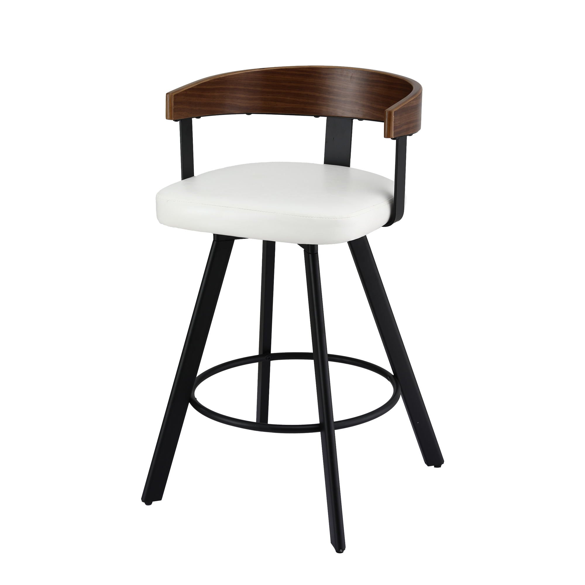 Artiss Bar Stool Swivel Metal Legs Kitchen Chair Bentwood Counter Leather White BA-TW-W0100-WH