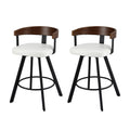2x Artiss Bar Stools Swivel Kitchen Chairs Metal Legs Bentwood Counter White PU BA-TW-W0100-WHX2