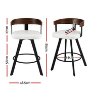 2x Artiss Bar Stools Swivel Kitchen Chairs Metal Legs Bentwood Counter White PU BA-TW-W0100-WHX2