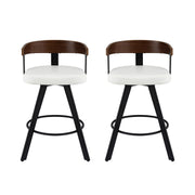 2x Artiss Bar Stools Swivel Kitchen Chairs Metal Legs Bentwood Counter White PU BA-TW-W0100-WHX2