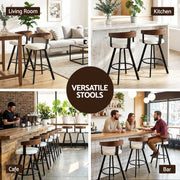 2x Artiss Bar Stools Swivel Kitchen Chairs Metal Legs Bentwood Counter White PU BA-TW-W0100-WHX2