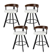 4x Artiss Bar Stools Swivel Kitchen Chairs Metal Legs Bentwood Counter White PU BA-TW-W0100-WHX4
